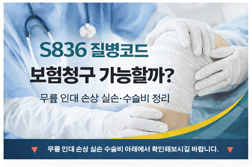 S836 질병코드 보험청구 가능할까?｜무릎 인대 손상 실손·수술비 정리