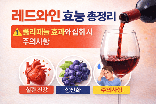 레드와인 효능 총정리｜폴리페놀 효과와 섭취 시 주의사항